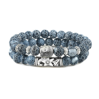 Buddha Gift 2Pcs Natural Crystal Agate Buddha Protection Bracelet
