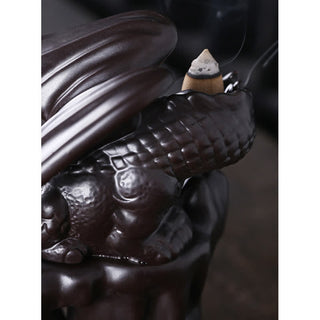 Buddha Gift Nordic Dragon Ceramic Backflow Smoke Fountain Meditation Healing Incense Burner Led Ball Decoration