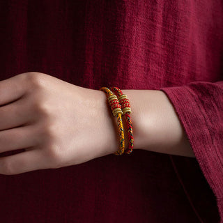 Buddha Gift Tibet Handmade Chinese Zodiac Natal Buddha Luck Strength Braided String Bracelet