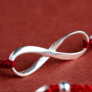 Buddha Gift 925 Sterling Silver Endless Knot Protection Luck Red String Bracelet Anklet