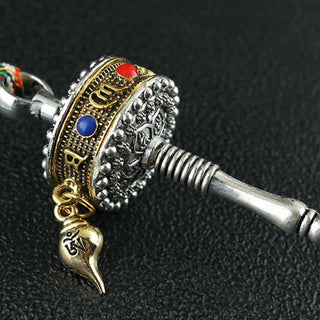 Buddha Gift Tibet Om Mani Padme Hum Prayer Wheel Peace Rotatable Bag Car Hanging Decoration