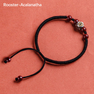 Buddha Gift 925 Sterling Silver Chinese Zodiac Natal Buddha Cinnabar Calm Bracelet