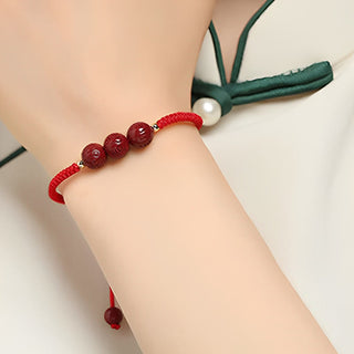 Buddha Gift Handmade Cinnabar Om Mani Padme Hum Engraved Beads Blessing Braided Bracelet