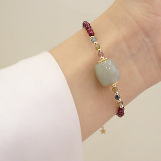 Buddha Gift Garnet Jade Bead Peace Buckle Protection Bracelet