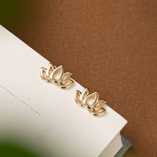 Buddha Gift 925 Sterling Silver Lotus Flower Blessing Earrings