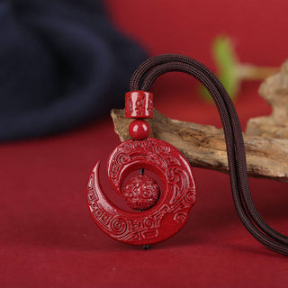 Buddha Gift One's Luck Improves Design Patern Natural Cinnabar Concentration Necklace Pendant