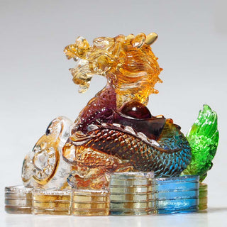 Buddha Gift Year of the Dragon Handmade 12 Chinese Zodiac Liuli Crystal Art Piece Protection Home Office Decoration