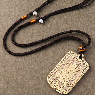 Buddha Gift God of Wealth Zhao Gongming Copper Protection Necklace Pendant Key Chain