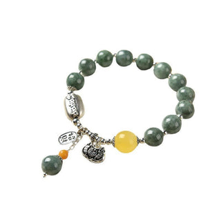 Buddha Gift 925 Sterling Silver Cyan Jade Amber Success Bracelet