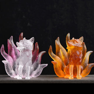 Buddha Gift Small Nine Tailed Fox Success Strength Home Figurine Decoration