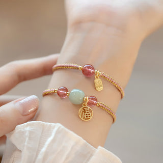 Buddha Gift Red Agate Jade Lotus Confidence Calm String Bracelet