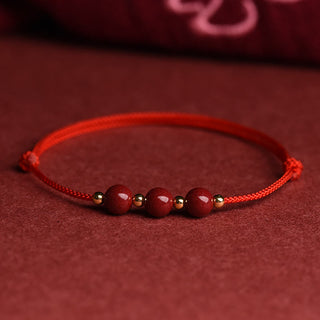Buddha Gift Natural Lucky Cinnabar Bead Blessing String Bracelet Anklet