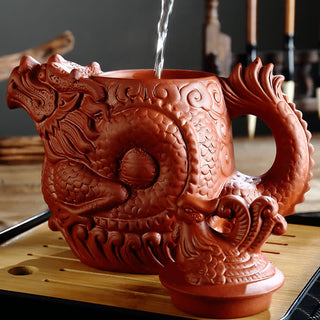 Buddha Gift Vintage Dragon Phoenix Ceramic Teapot