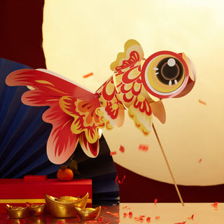 Buddha Gift DIY Fortune Luck Koi Fish Paper Lantern Lamp Mid-Autumn Festival Child Kids Lantern Decoration