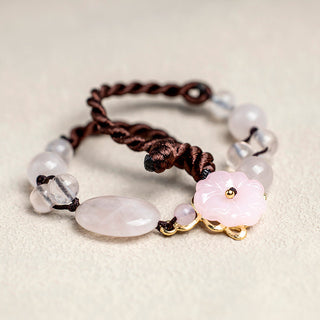 Buddha Gift The Flower of Love Pink Crystal Soothing Anklet