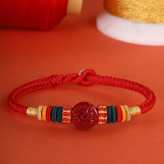 Buddha Gift Year of the Dragon 925 Sterling Silver Chinese Zodiac Cinnabar Auspicious Matches Blessing Bracelet