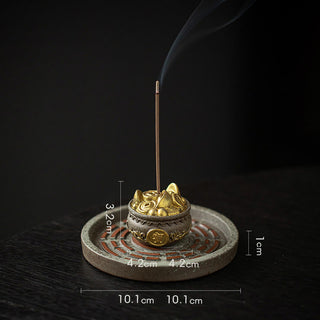 Buddha Gift Small Treasure Bowl Lucky Bag Bagua Tray Healing Ceramic Stick Incense Burner Decoration
