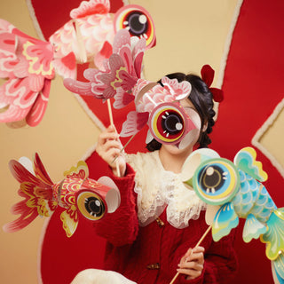 Buddha Gift DIY Fortune Luck Koi Fish Paper Lantern Lamp Mid-Autumn Festival Child Kids Lantern Decoration