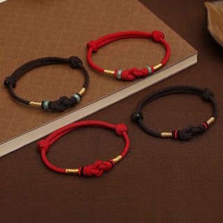 Buddha Gift Red String Jade Luck Fortune Knot Braided Couple Bracelet