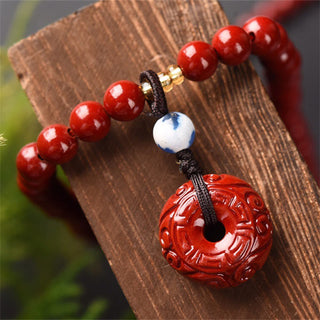 Buddha Gift Tibetan Cinnabar Peace Buckle Triple Wrap Blessing Bracelet Mala
