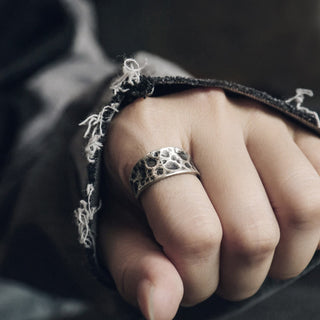 Buddha Gift 925 Sterling Silver Bump Texture Design Protection Ring