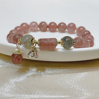 Buddha Gift Natural Strawberry Quartz Moonstone Love Bracelet