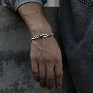 Buddha Gift Viking Style Twisted Braided Pattern Copper Balance Bracelet