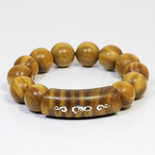 Buddha Gift 999 Sterling Silver Green Sandalwood Om Mani Padme Hum Dragon Phoenix Dharmachakra Inlaid Peace Bracelet