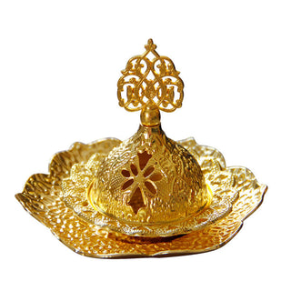 Buddha Gift Gold Leaf Coaster Spiritual Mini Alloy Metal Incense Burner