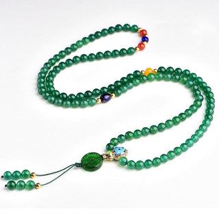Buddha Gift 108 Mala Beads Natural Green Agate Power Support Bracelet