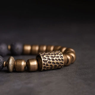 Buddha Gift Lava Rock Stone Rainbow Obsidian Copper Support Healing Bracelet