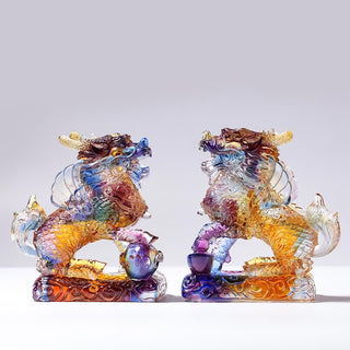 Buddha Gift Feng Shui Kirin Handmade Liuli Crystal Art Piece Fortune Home Office Decoration