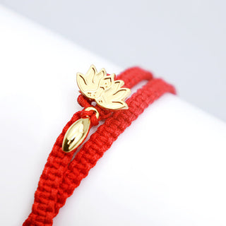 Buddha Gift Tibetan Handmade Lotus Pink Crystal Soothing Red String Bracelet (Extra 30% Off | USE CODE: FS30)