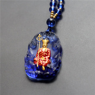 Buddha Gift Ksitigarbha Buddha Liuli Crystal Compassion Amulet Necklace Pendant