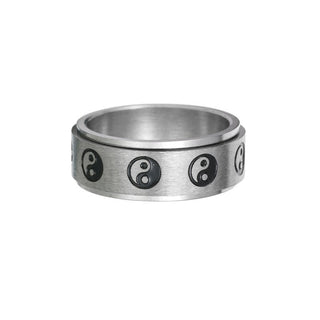 Buddha Gift Yin Yang Titanium Steel Balance Rotatable Ring