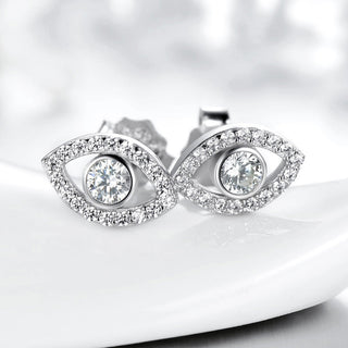Buddha Gift 925 Sterling Silver Evil Eye Symbol Protection Stud Earrings