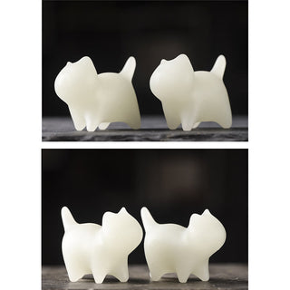 Buddha Gift 2Pcs Mini Cute Cat Glowstone Luminous Lucky Cat Energy Decoration