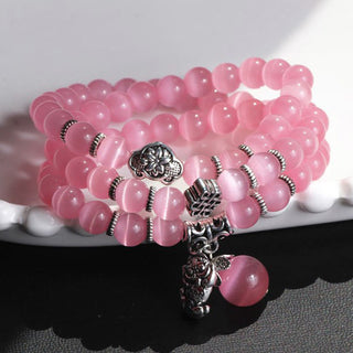 Buddha Gift Cat Eye PiXiu Support Triple Wrap Bracelet