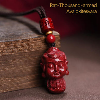 Buddha Gift Chinese Zodiac Natal Buddha Natural Cinnabar Amulet Keep Away Evil Spirits Necklace Pendant