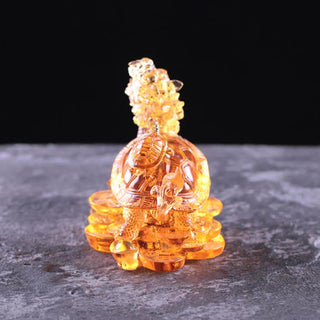 Buddha Gift Feng Shui Dragon Turtle Coins Handmade Liuli Crystal Luck Art Piece Home Office Decoration