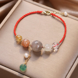 Buddha Gift Moonstone Sunstone Beads Peace Buckle Charm Healing Bracelet