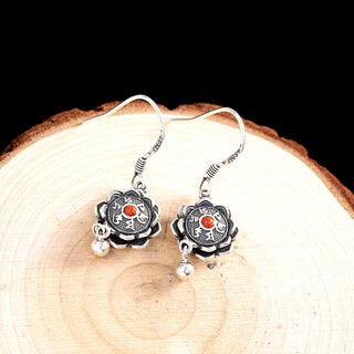 Buddha Gift 925 Sterling Silver Om Mani Padme Hum Lotus Peace Necklace Pendant Earrings
