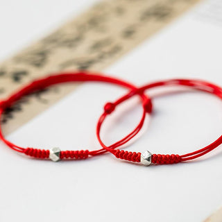 Buddha Gift 925 Sterling Silver Luck Bead Protection Red String Braided Bracelet