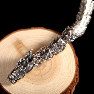 Buddha Gift 925 Sterling Silver Dragon Luck Success Bracelet Bangle