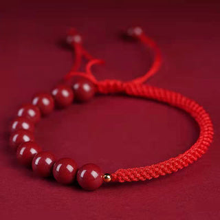 Buddha Gift Natural Cinnabar King Kong Knot Blessing String Bracelet