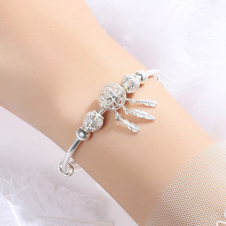 Buddha Gift Tibetan White Copper Blessing Dream Catcher Charm Bracelet