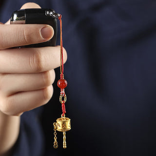 Buddha Gift Tibetan Om Mani Padme Hum Prayer Wheel Amulet Charm Protection Phone Hanging Decoration