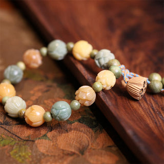 Buddha Gift Bodhi Seed Lotus Green Sandalwood Wisdom Harmony Bracelet