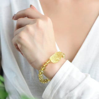 Buddha Gift FengShui Citrine PiXiu Wealth Bracelet