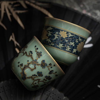 Buddha Gift Butterfly Flower Lotus Koi Fish Plum Blossom Ceramic Teacup Kung Fu Tea Cup 100ml